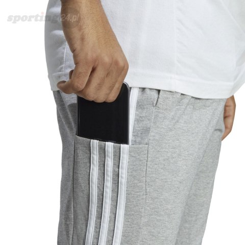 Spodnie męskie adidas Essentials Single Jersey Tapered Open Hem 3-Stripes szare IC0046 Adidas Spodnie męskie adidas Essentials Single Jersey Tapered Open Hem 3-Stripes szare IC0046 Adidas