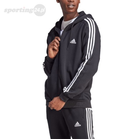 Bluza męska adidas Essentials Fleece 3-Stripes Full-Zip czarna IB4029 Adidas Bluza męska adidas Essentials Fleece 3-Stripes Full-Zip czarna IB4029 Adidas