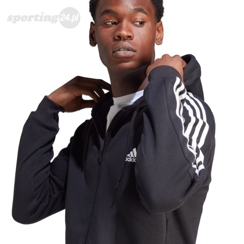 Bluza męska adidas Essentials Fleece 3-Stripes Full-Zip czarna IB4029 Adidas Bluza męska adidas Essentials Fleece 3-Stripes Full-Zip czarna IB4029 Adidas