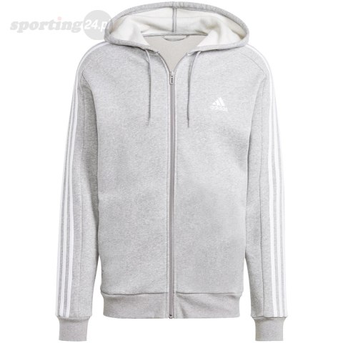 Bluza męska adidas Essentials Fleece 3-Stripes Full-Zip szara IJ6479 Adidas