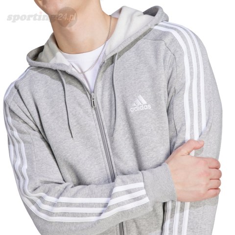 Bluza męska adidas Essentials Fleece 3-Stripes Full-Zip szara IJ6479 Adidas Bluza męska adidas Essentials Fleece 3-Stripes Full-Zip szara IJ6479 Adidas