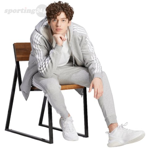 Bluza męska adidas Essentials Fleece 3-Stripes Full-Zip szara IJ6479 Adidas Bluza męska adidas Essentials Fleece 3-Stripes Full-Zip szara IJ6479 Adidas