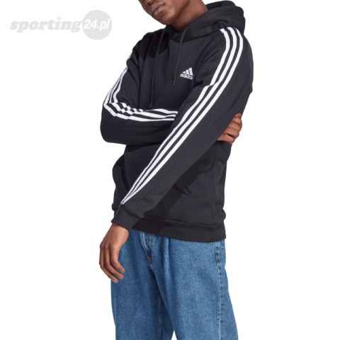 Bluza męska adidas Essentials Fleece 3-Stripes Hoodie czarna IB4028 Adidas Bluza męska adidas Essentials Fleece 3-Stripes Hoodie czarna IB4028 Adidas