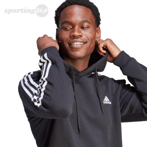 Bluza męska adidas Essentials Fleece 3-Stripes Hoodie czarna IB4028 Adidas Bluza męska adidas Essentials Fleece 3-Stripes Hoodie czarna IB4028 Adidas