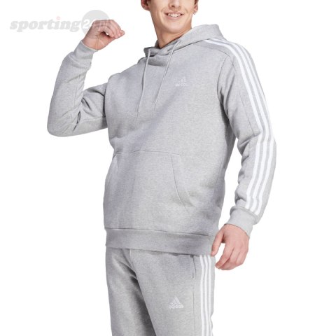 Bluza męska adidas Essentials Fleece 3-Stripes Hoodie szara IJ6474 Adidas Bluza męska adidas Essentials Fleece 3-Stripes Hoodie szara IJ6474 Adidas