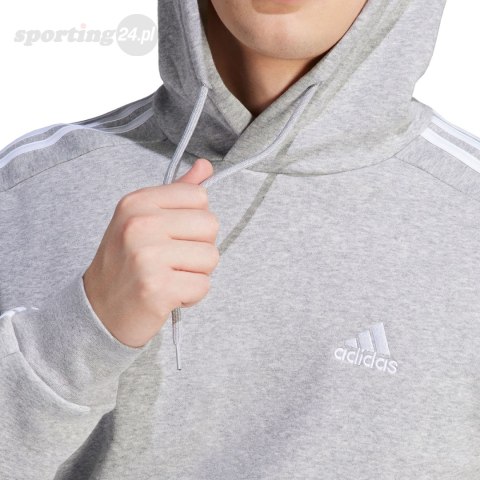Bluza męska adidas Essentials Fleece 3-Stripes Hoodie szara IJ6474 Adidas Bluza męska adidas Essentials Fleece 3-Stripes Hoodie szara IJ6474 Adidas