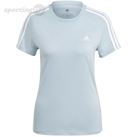 Koszulka damska adidas Essentials Slim 3-Stripes Tee jasnoniebieska IM2788 Adidas Koszulka damska adidas Essentials Slim 3-Stripes Tee jasnoniebieska IM2788 Adidas