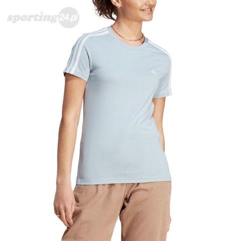 Koszulka damska adidas Essentials Slim 3-Stripes Tee jasnoniebieska IM2788 Adidas Koszulka damska adidas Essentials Slim 3-Stripes Tee jasnoniebieska IM2788 Adidas