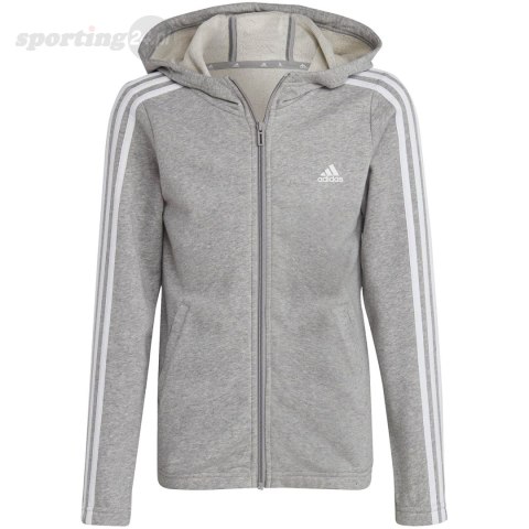 Bluza dla dzieci adidas Essentials 3-Stripes Full-Zip Hoodie szara IC3635 Adidas