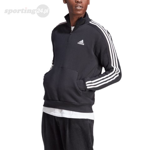 Bluza męska adidas Essentials Fleece 3-Stripes 1/4-Zip czarna HZ6235 Adidas Bluza męska adidas Essentials Fleece 3-Stripes 1/4-Zip czarna HZ6235 Adidas