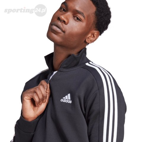 Bluza męska adidas Essentials Fleece 3-Stripes 1/4-Zip czarna HZ6235 Adidas Bluza męska adidas Essentials Fleece 3-Stripes 1/4-Zip czarna HZ6235 Adidas
