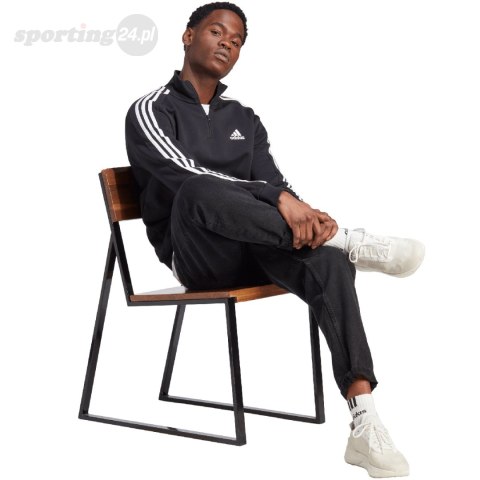 Bluza męska adidas Essentials Fleece 3-Stripes 1/4-Zip czarna HZ6235 Adidas Bluza męska adidas Essentials Fleece 3-Stripes 1/4-Zip czarna HZ6235 Adidas