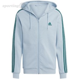 Bluza męska adidas Essentials Fleece 3-Stripes Full-Zip błękitna IJ8932 Adidas