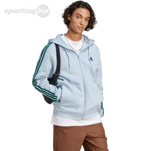Bluza męska adidas Essentials Fleece 3-Stripes Full-Zip błękitna IJ8932 Adidas Bluza męska adidas Essentials Fleece 3-Stripes Full-Zip błękitna IJ8932 Adidas