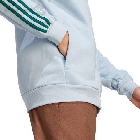 Bluza męska adidas Essentials Fleece 3-Stripes Full-Zip błękitna IJ8932 Adidas Bluza męska adidas Essentials Fleece 3-Stripes Full-Zip błękitna IJ8932 Adidas