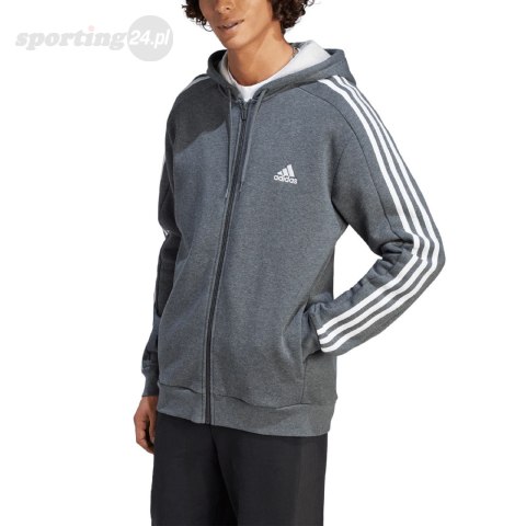 Bluza męska adidas Essentials Fleece 3-Stripes Full-Zip szara IJ6480 Adidas Bluza męska adidas Essentials Fleece 3-Stripes Full-Zip szara IJ6480 Adidas