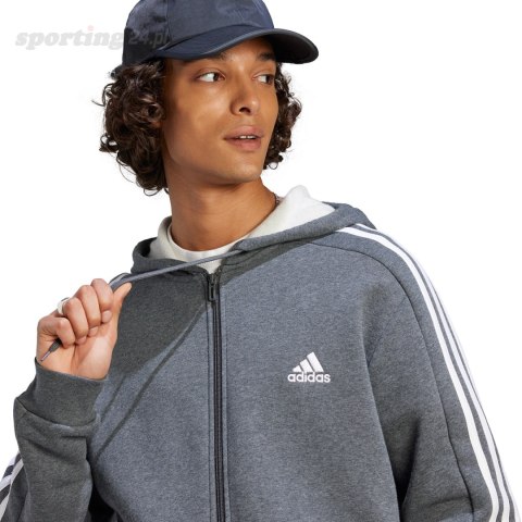 Bluza męska adidas Essentials Fleece 3-Stripes Full-Zip szara IJ6480 Adidas Bluza męska adidas Essentials Fleece 3-Stripes Full-Zip szara IJ6480 Adidas