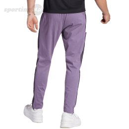 Spodnie męskie adidas Essentials Single Jersey Tapered Open Hem 3-Stripes fioletowe IJ8699 Adidas