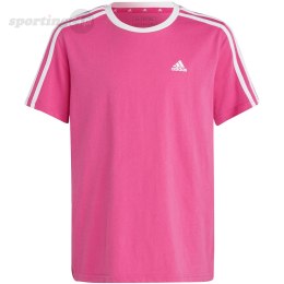 Koszulka dla dzieci adidas Essentials 3-Stripes Cotton Loose Fit Boyfriend Tee różowa IC3639 Adidas