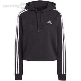 Bluza damska adidas Essentials 3-Stripes French Terry Crop Hoodie czarna IC8767 Adidas