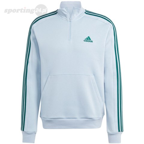 Bluza męska adidas Essentials Fleece 3-Stripes 1/4-Zip błękitna IJ8909 Adidas