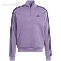 Bluza męska adidas Essentials Fleece 3-Stripes 1/4-Zip fioletowa IJ8912 Adidas