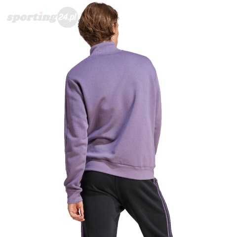 Bluza męska adidas Essentials Fleece 3-Stripes 1/4-Zip fioletowa IJ8912 Adidas Bluza męska adidas Essentials Fleece 3-Stripes 1/4-Zip fioletowa IJ8912 Adidas