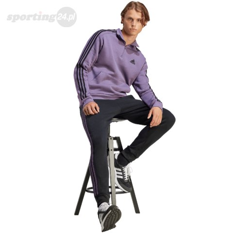 Bluza męska adidas Essentials Fleece 3-Stripes 1/4-Zip fioletowa IJ8912 Adidas Bluza męska adidas Essentials Fleece 3-Stripes 1/4-Zip fioletowa IJ8912 Adidas