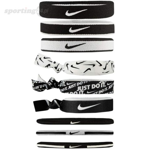 Gumki do włosów Nike Mixed Ponytail Holders 9 szt. czarno-białe N0003537036OS Nike Gumki do włosów Nike Mixed Ponytail Holders 9 szt. czarno-białe N0003537036OS Nike