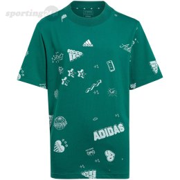 Koszulka dla dzieci adidas Brand Love Allover Print zielona IA1562 Adidas