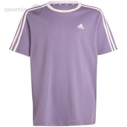 Koszulka dla dzieci adidas Essentials 3-Stripes Cotton Loose Fit Boyfriend Tee fioletowa IL3276 Adidas