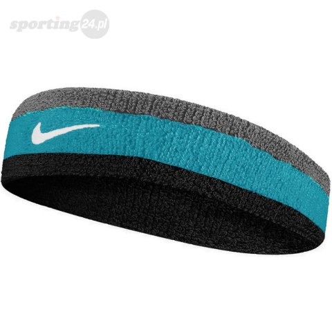 Opaska na głowę Nike Swoosh szaro-niebiesko-czarna N0001544017OS Nike Opaska na głowę Nike Swoosh szaro-niebiesko-czarna N0001544017OS Nike