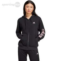 Bluza damska adidas Essentials Linear Full-Zip French Terry Hoodie czarna IS2072 Adidas