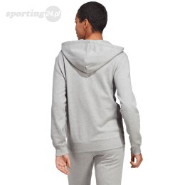 Bluza damska adidas Essentials Linear Full-Zip French Terry Hoodie szara IC6866 Adidas