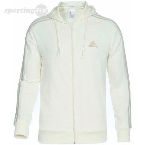 Bluza męska adidas Essentials French Terry 3-Stripes Full-Zip Hoodie ecru IS1373 Adidas