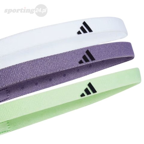 Opaski na włosy adidas Hairband 3-Pack zielona, fioletowa, biała IR7870 Adidas Opaski na włosy adidas Hairband 3-Pack zielona, fioletowa, biała IR7870 Adidas