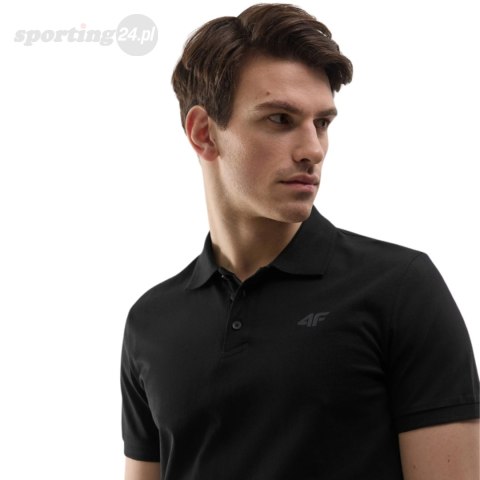 Koszulka męska polo 4F M129 głęboka czerń 4FWSS24TPTSM129 20S 4F Koszulka męska polo 4F M129 głęboka czerń 4FWSS24TPTSM129 20S 4F