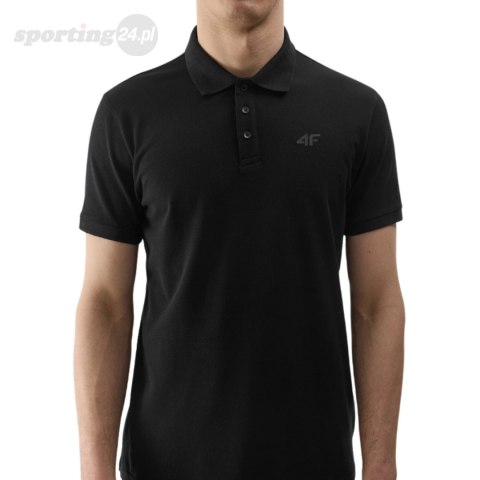 Koszulka męska polo 4F M130 głęboka czerń 4FWSS24TPTSM130 20S 4F Koszulka męska polo 4F M130 głęboka czerń 4FWSS24TPTSM130 20S 4F