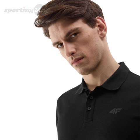 Koszulka męska polo 4F M130 głęboka czerń 4FWSS24TPTSM130 20S 4F Koszulka męska polo 4F M130 głęboka czerń 4FWSS24TPTSM130 20S 4F