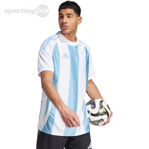 Koszulka męska adidas Striped 24 Jersey biało-błękitna IW4555 Adidas teamwear Koszulka męska adidas Striped 24 Jersey biało-błękitna IW4555 Adidas teamwear