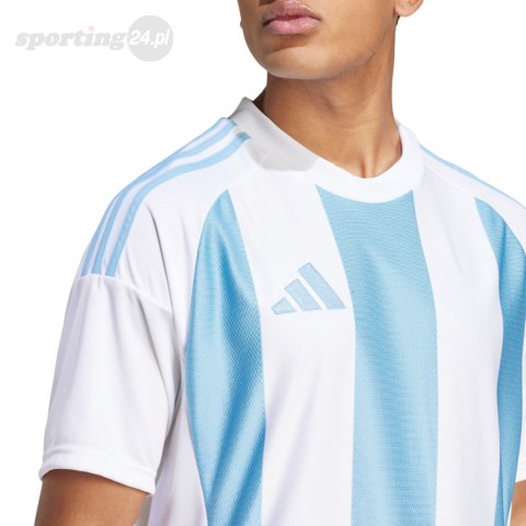 Koszulka męska adidas Striped 24 Jersey biało-błękitna IW4555 Adidas teamwear Koszulka męska adidas Striped 24 Jersey biało-błękitna IW4555 Adidas teamwear