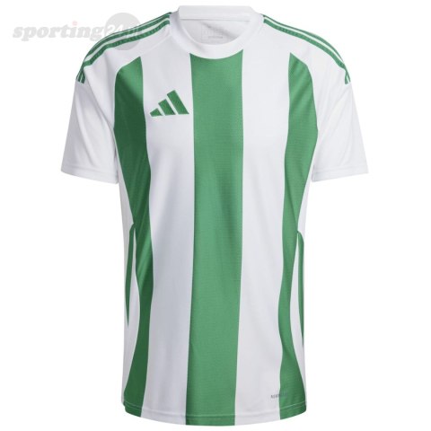Koszulka męska adidas Striped 24 Jersey biało-zielona IW2148 Adidas teamwear Koszulka męska adidas Striped 24 Jersey biało-zielona IW2148 Adidas teamwear