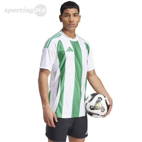 Koszulka męska adidas Striped 24 Jersey biało-zielona IW2148 Adidas teamwear Koszulka męska adidas Striped 24 Jersey biało-zielona IW2148 Adidas teamwear