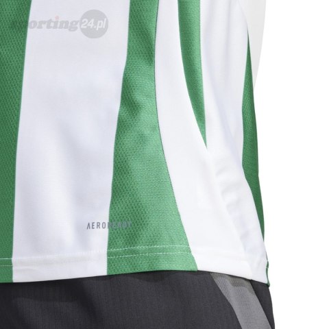 Koszulka męska adidas Striped 24 Jersey biało-zielona IW2148 Adidas teamwear Koszulka męska adidas Striped 24 Jersey biało-zielona IW2148 Adidas teamwear