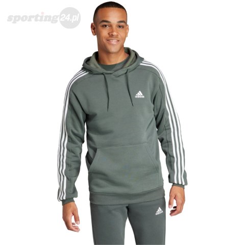 Bluza męska adidas Essentials Fleece 3-Stripes Hoodie zielona IX2366 Adidas Bluza męska adidas Essentials Fleece 3-Stripes Hoodie zielona IX2366 Adidas