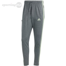 Spodnie męskie adidas Essentials Single Jersey Tapered Open Hem 3-Stripes ciemnoszare IS1367 Adidas