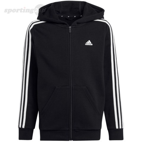 Bluza dla dzieci adidas Essentials 3-Stripes Fleece Full-Zip Hoodie czarna HR6331 Adidas Bluza dla dzieci adidas Essentials 3-Stripes Fleece Full-Zip Hoodie czarna HR6331 Adidas