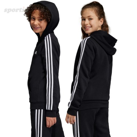 Bluza dla dzieci adidas Essentials 3-Stripes Fleece Full-Zip Hoodie czarna HR6331 Adidas Bluza dla dzieci adidas Essentials 3-Stripes Fleece Full-Zip Hoodie czarna HR6331 Adidas