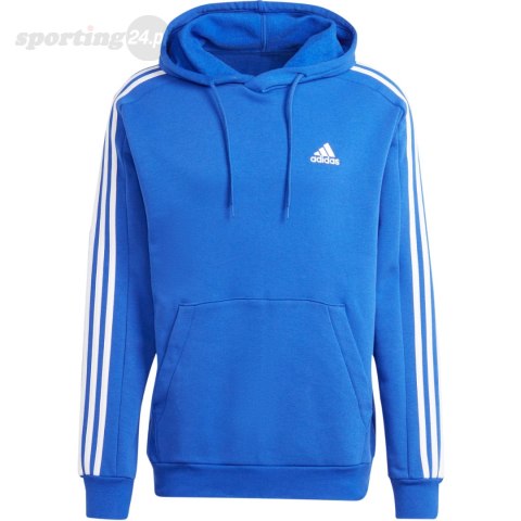 Bluza męska adidas Essentials Fleece 3-Stripes Hoodie niebieska IJ8934 Adidas Bluza męska adidas Essentials Fleece 3-Stripes Hoodie niebieska IJ8934 Adidas