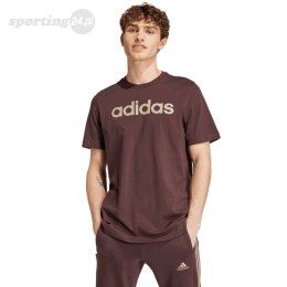 Koszulka męska adidas Essentials Single Jersey Linear Embroidered brązowa IZ4768 Adidas